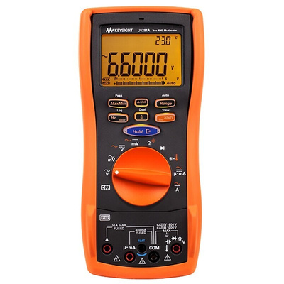 Keysight Technologies U1281A Handheld Digital Multimeter, True RMS, 10A ac Max, 10A dc Max, 1000V ac Max