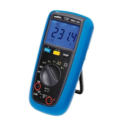 Metrix MTX202 Handheld Digital Multimeter, True RMS, 10A ac Max, 10A dc Max, 600V ac Max