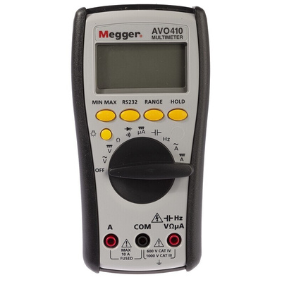 Megger AVO410 Handheld Digital Multimeter, True RMS, 10A ac Max, 10A dc Max, 750V ac Max