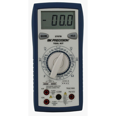 BK Precision BK2707B Handheld Digital Multimeter, True RMS, 10A ac Max, 10A dc Max, 750V ac Max - UKAS Calibrated