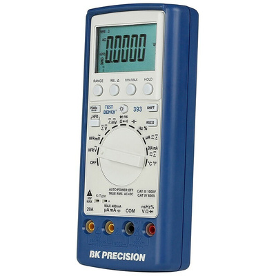 BK Precision BK393 Handheld Digital Multimeter, True RMS, 20A ac Max, 20A dc Max, 750V ac Max - UKAS Calibrated