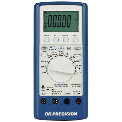 BK Precision BK393 Handheld Digital Multimeter, True RMS, 20A ac Max, 20A dc Max, 750V ac Max - UKAS Calibrated