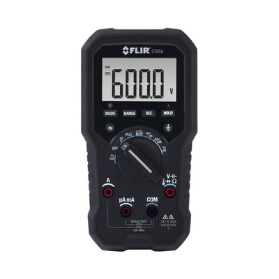 FLIR DM66 Handheld Digital Multimeter, True RMS, 10A ac Max, 10A dc Max, 600V ac Max - RS Calibrated