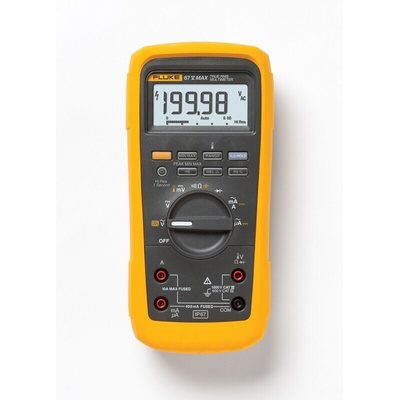 Fluke 87V-MAX Handheld Digital Multimeter, True RMS, 10A ac Max, 10A dc Max, 1000V ac Max - RS Calibrated