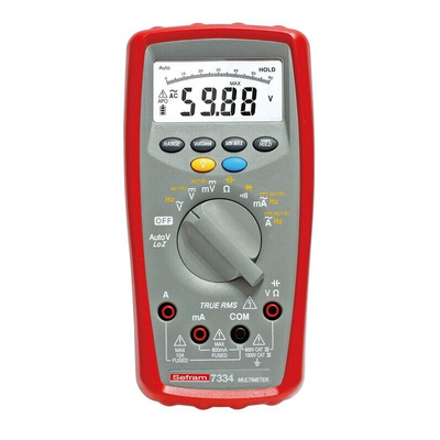 Sefram 7334 Handheld Digital Multimeter, True RMS, 10A ac Max, 10A dc Max, 1000V ac Max