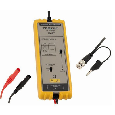 Testec SI Series TT-SI 9002 Oscilloscope Probe, Active, Differential Type, 25MHz, 1:20, 1:200, BNC Connector