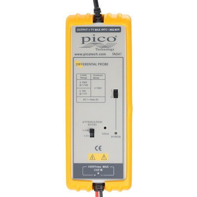 Pico Technology TA Series TA041 Oscilloscope Probe, Active, Differential Type, 25MHz, 1:10, 1:100, BNC Connector