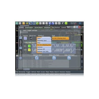 Rohde & Schwarz I2C/SPI Serial Triggering and Decoding Oscilloscope Software for Use with RTC3000 Oscilloscope