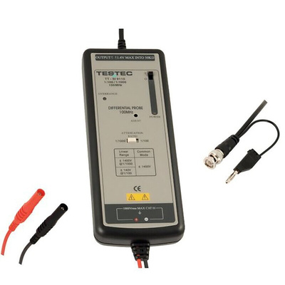Testec SI Series TT-SI 9010 Oscilloscope Probe, Active, Differential Type, 70MHz, 1:100, 1:1000, BNC Connector