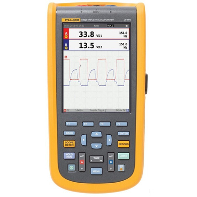 Fluke 123B ScopeMeter 120B Series Digital Handheld Oscilloscope, 2 Analogue Channels, 20MHz