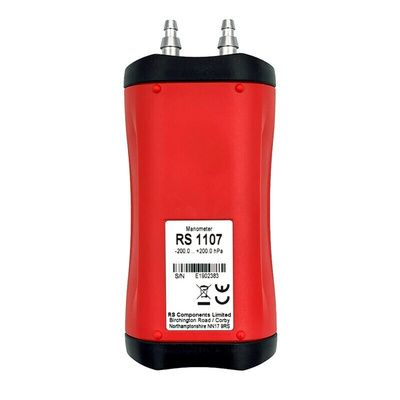 RS PRO RS 1107 Differential Manometer With 2 Pressure Port/s, Max Pressure Measurement 200mbar UKAS