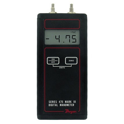 DWYER INSTRUMENTS 475-3-FM Differential Manometer With 2 Pressure Port/s, Max Pressure Measurement 7.22psi
