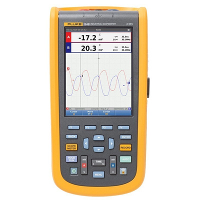 Fluke 124B ScopeMeter 120B Series Digital Handheld Oscilloscope, 2 Analogue Channels, 40MHz - UKAS Calibrated