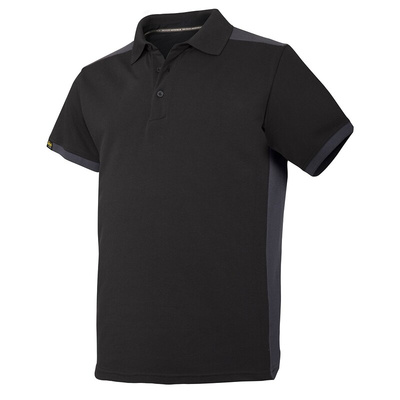 27150458007 | Snickers AllroundWork Black/Grey Cotton, Polyester Polo Shirt, UK- XL, EUR- XL