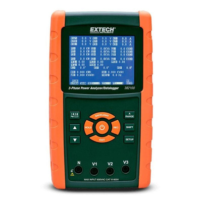 Extech Power Quality Analyser, 3-Phase, 1200A Max, 600V Max