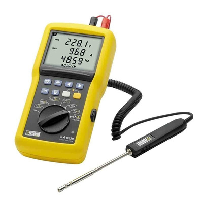 Chauvin Arnoux CA 8220 Power Quality Analyser, 1, 3-Phase, 6500A Max, 600V ac Max