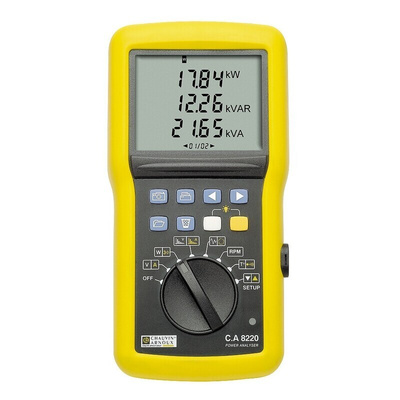 Chauvin Arnoux CA 8220 Power Quality Analyser, 1, 3-Phase, 6500A Max, 600V ac Max