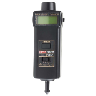 RS PRO Tachometer Best Accuracy ±0.05 % - , With RS Cal Contact, Optical LCD 19999 (Contact Tachometer) rpm, 99999