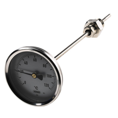 Jumo Immersion Dial Thermometer 0 → +120 °C, 608002/0180-818-847-6-104-26-26-200/000