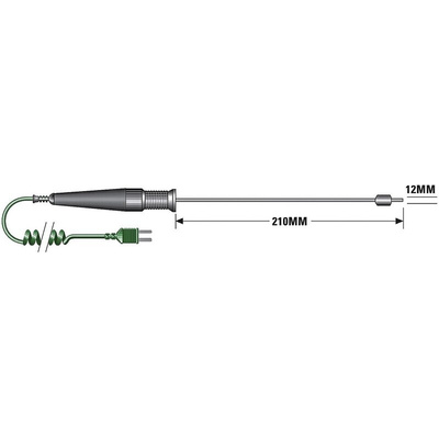 RS PRO K Surface Temperature Probe, 210mm Length, 12mm Diameter, +1100 °C Max