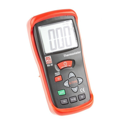 RS PRO RS42 Wired Digital Thermometer, K Probe, 2 Input(s), +1300 °C, +2000°F Max, ±0.5% + 1 °C, ±0.5% + 2 °F Accuracy