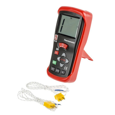 RS PRO RS42 Wired Digital Thermometer, K Probe, 2 Input(s), +1300 °C, +2000°F Max, ±0.5% + 1 °C, ±0.5% + 2 °F Accuracy