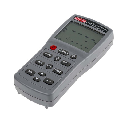 RS PRO 1314 Wired Digital Thermometer, E, J, K, N, R, S, T Probe, 2 Input(s), +1090 (J) °C, +1300 (N) °C, +1370 (K) °C,