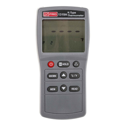 RS PRO 1319A Wired Digital Thermometer, K Probe, 1 Input(s), +1300 °C, +1999°F Max, 0.3 % ± 1 °C, 0.3 % ± 2 °F Accuracy