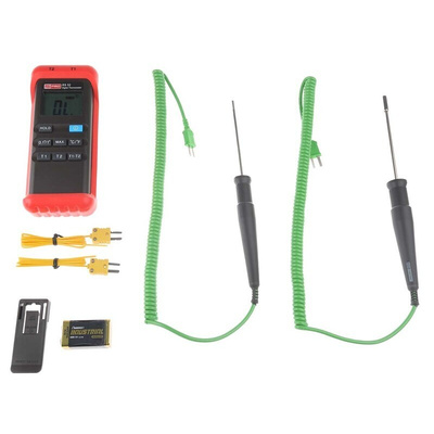 RS PRO RS52 Wired Digital Thermometer, K Probe, 2 Input(s), +1300 °C, +1999°F Max, ±0.2 Reading +1°C % Accuracy