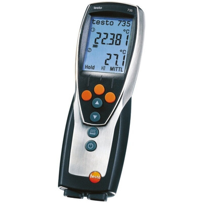 Testo 735-1 Wired Digital Thermometer, PT100 Probe, 3 Input(s), +1760°C Max, 0.2 % Accuracy - RS Calibration