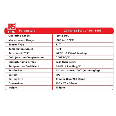 RS PRO CLEGK3 Type K Thermocouple Legionella Thermometer Kit for Environmental Use, Immersion, Surface Probe, 1
