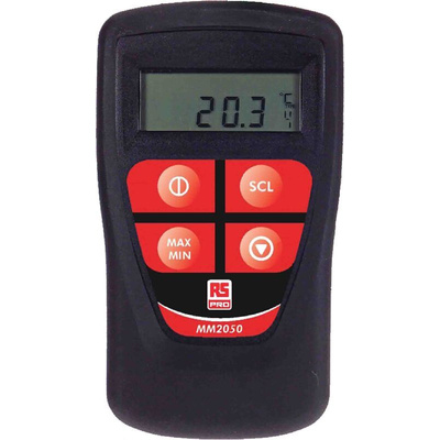 RS PRO Digital Thermometer for Food Industry, Medical Use, PT100 Probe, 1 Input(s), +850°C Max, ± 0.05 % Accuracy