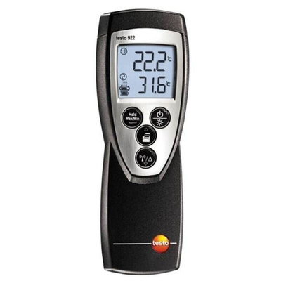 Testo 922 Differential Thermometer Kit for HVAC, Industrial Use, K Probe, 2 Input(s), +1000°C Max, ±0,5 °C Accuracy