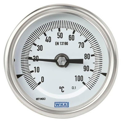 WIKA Dial Thermometer 0 → +120 °C, 14341629