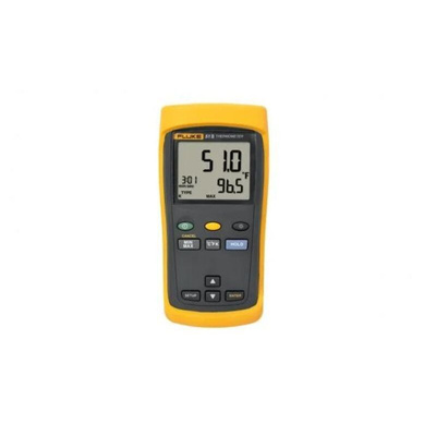Fluke 51 II Wired Digital Thermometer for Industrial Use, E, J, K, N, R, S, T Probe, 1 Input(s), +1767°C Max, ±(0.05 %