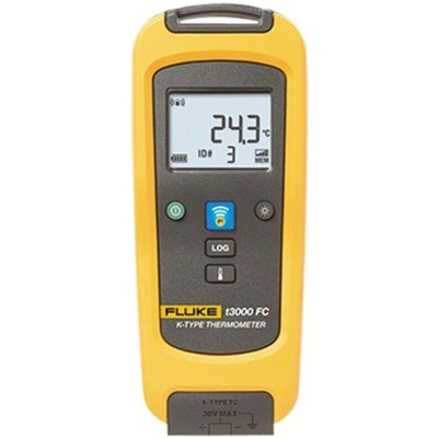 Fluke T3000 FC Wired Digital Thermometer for Industrial Use, K Probe, 1 Input(s), +1372°C Max, ±0.5% + 0.3 °C Accuracy