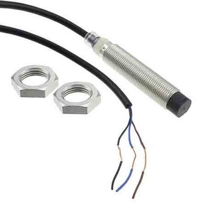 Omron Inductive Barrel-Style Proximity Sensor, M12 x 1, 8 mm Detection, NPN Normally Open Output, 10 → 30 V dc,