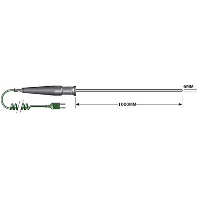 RS PRO K General Temperature Probe, 1000mm Length, 6mm Diameter, +1100 °C Max