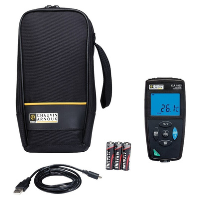 Chauvin Arnoux CA 1823 Wired Digital Thermometer for Multipurpose Use, PT100, PT1000 Probe, 1 Input(s) - RS Calibration