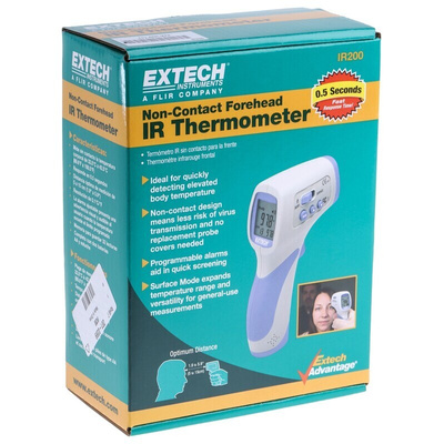 Extech IR200 Forehead Infrared Thermometer, +32°C Min, ±0.3 °C Accuracy, °C and °F Measurements