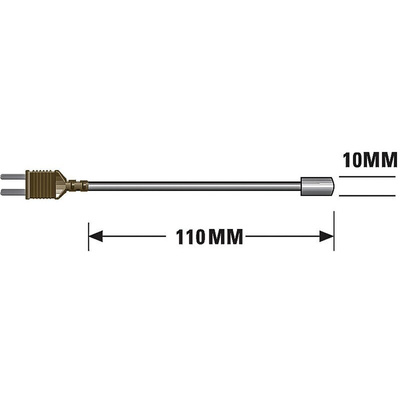 RS PRO T Surface Temperature Probe, 110mm Length, 10mm Diameter, +250 °C Max, With SYS Calibration