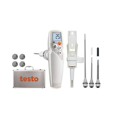Testo 105 Wireless Digital Thermometer for Food Industry Use, Immersion, Penetration Probe, 1 Input(s), +275°C Max, ±1