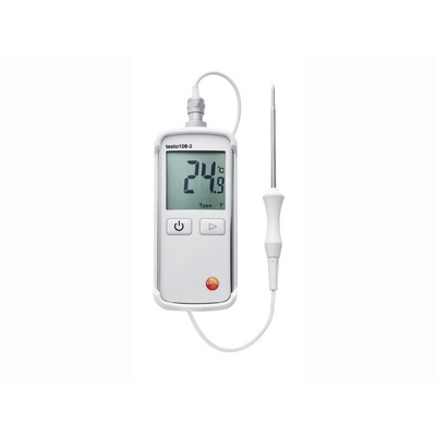 Testo 108-2 Wireless Digital Thermometer for Food Industry Use, Type T Thermocouple Probe, 1 Input(s), +300°C Max, ±0.5