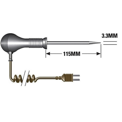 RS PRO T Needle Temperature Probe, 115mm Length, 3.3mm Diameter, +400 °C Max