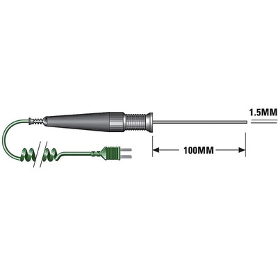 RS PRO K General Temperature Probe, 100mm Length, 1.5mm Diameter, +1100 °C Max
