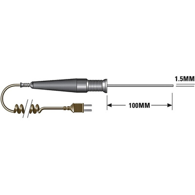 RS PRO T General Purpose Temperature Probe, 100mm Length, 1.5mm Diameter, +400 °C Max