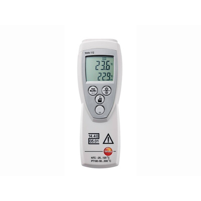 Testo 112 Wired Digital Thermometer for Food Industry Use, NTC, PT100 Probe, 1 Input(s), +300°C Max, ±0.2 °C Accuracy
