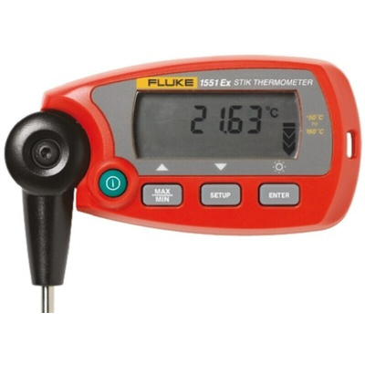 Fluke 1551 Wired Digital Thermometer for Industrial Use, PT100 Probe, 1 Input(s), +160°C Max, ±0.05 °C Accuracy - UKAS