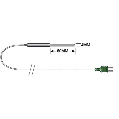 RS PRO K Immersion Temperature Probe, 50mm Length, 4mm Diameter, +250 °C Max