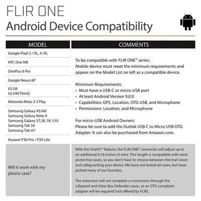 FLIR ONE PRO Android for Smartphones USB-C Thermal Imaging Camera, -20 → +400 °C, 160 x 120pixel Detector